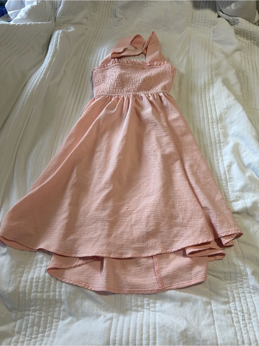 SHEIN Blush Pink Halter Smocked Sundress for Girls